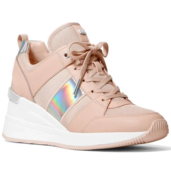 Michael Kors Georgie Soft Pink Trainer Wedges Sneakers Shoes Flat Multi Size NEW - Picture 6 of 6